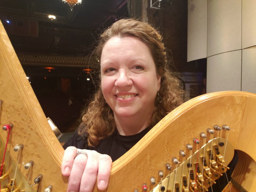 Harpist Frances Duffy returns in a three-musician concert at SUNY Orange on April 3.
